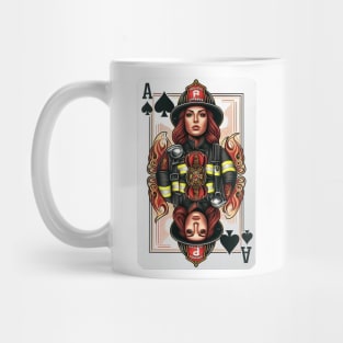 Female Firefighter Playing Card Ace Of Spades Mug